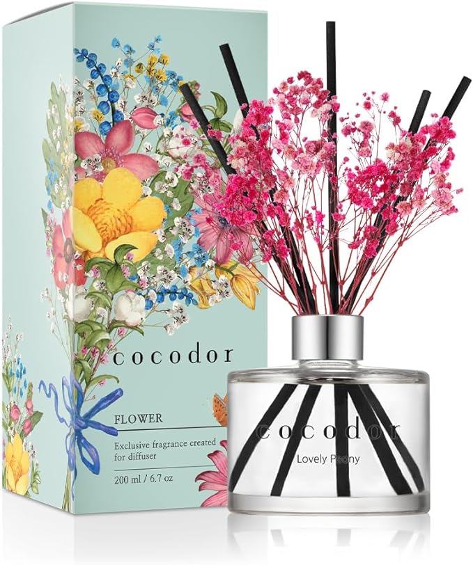 COCODOR Flower Reed Diffuser Set / 6.7oz / Lovely Peony/Scent Diffuser by Cocodor