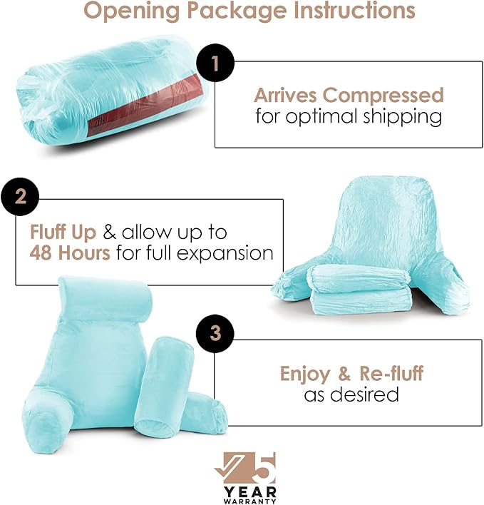 Nestl Reading Pillow with Shredded Memory Foam Includes 2 Neck and Lumber - Image 2
