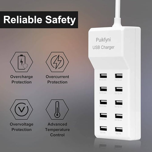 10-Port USB Charger Station, Smart Multiple Charging Block/USB Power Strip - Image 2