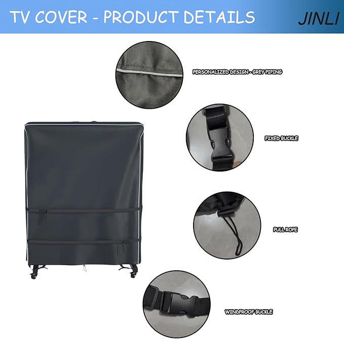 JINLI 60-65 inch outdoor TV trolley cover, courtyard TV cover, Oxford fabric - Image 3
