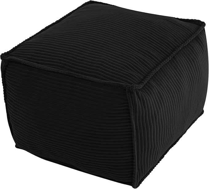 MeMoreCool Stuffed Pouf Ottoman Foot Rest Square, Corduroy Floor Pouf Foot Stool by MeMoreCool