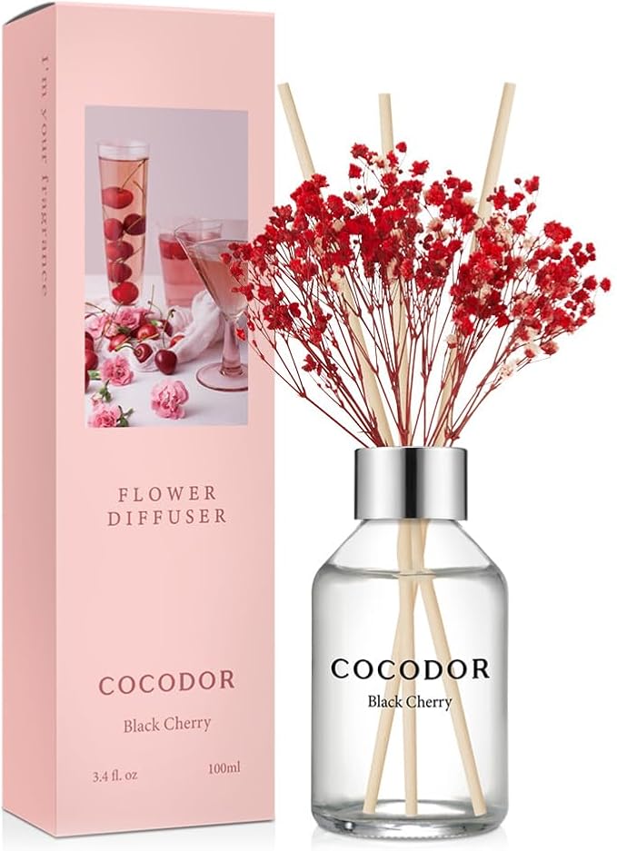 COCODOR Flower Reed Diffuser Set / 3.4oz / Black Cherry/Scent Diffuser by Cocodor