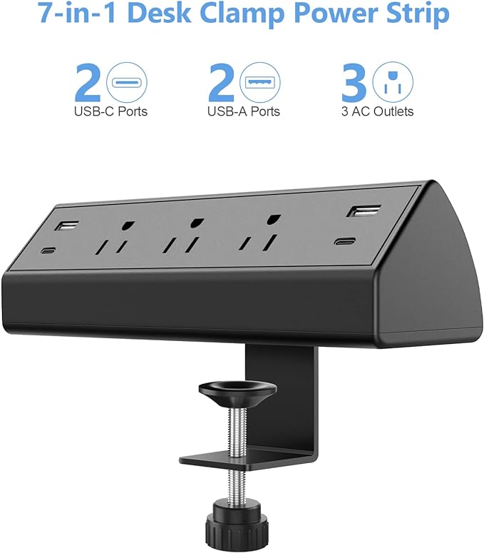 Jgstkcity Desk Clamp Power Strip, 40W Total Fast Charging Station, 2 PD 20W USB - Image 2