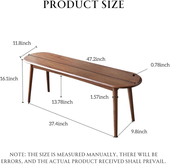 100% Solid Oak Dining Bench, Wood Bench - Image 2