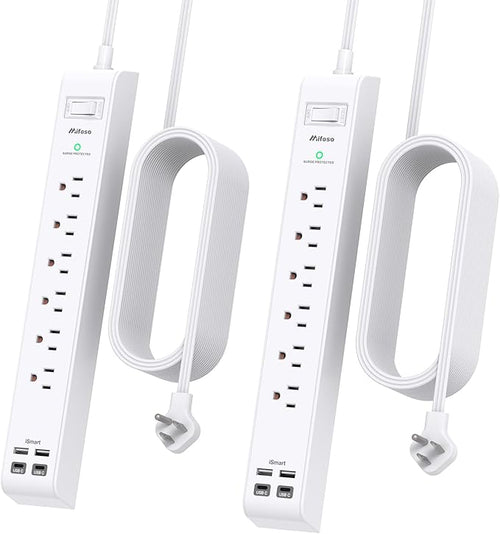 2 Pack Power Strip, 15FT Long Extension Cord, Surge Protector by Mifaso