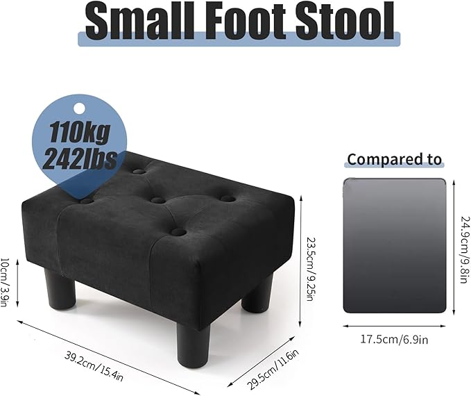 BRIAN & DANY Small Foot Stool, Velvet Foot Stools - Image 3