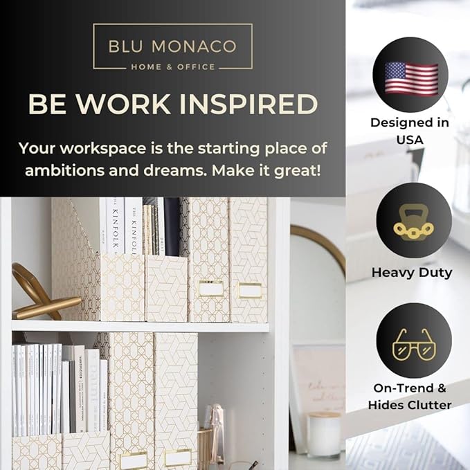 BLU MONACO | Cardboard Magazine File Holder Set of 4 | Vertical Magazine File - Image 2