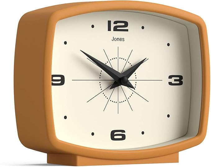 JONES CLOCKS® Film Desk Clock | Retro Rectangular Design | Mustard Yellow | - Image 2