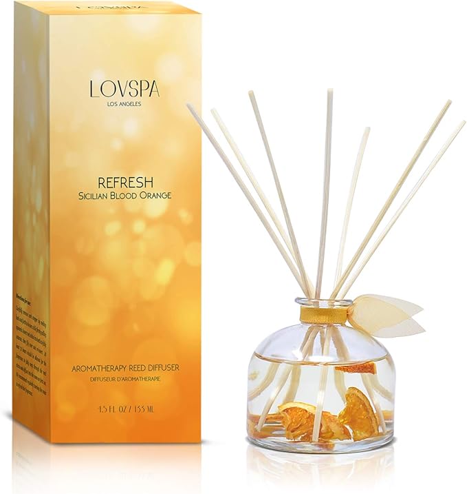 LOVSPA Reed Diffuser Set, Refresh Sicilian Blood Orange Scented Oil Diffuser by LOVSPA
