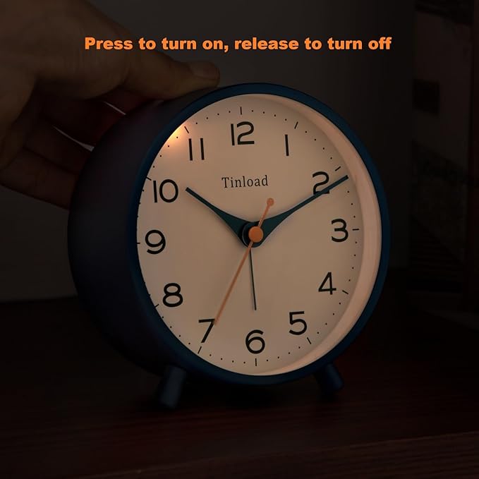 4.5" Antique Retro Analog Alarm Clock, Small Silent Bedside Desk Clock - Image 6