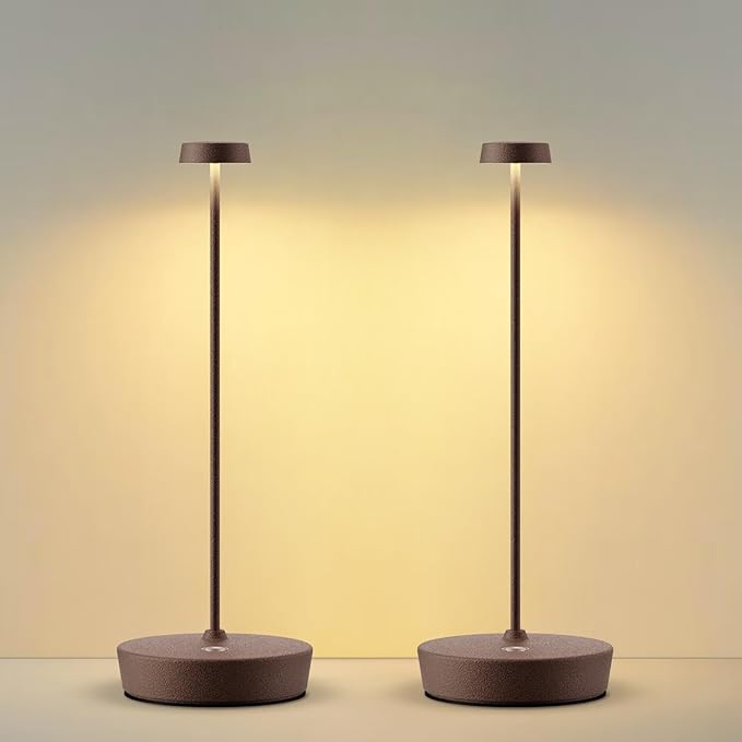 2Pack Cordless LED Table Lamp，Rechargeable Battery Desk Lamps, 3 Color Stepless by SIKEVHT