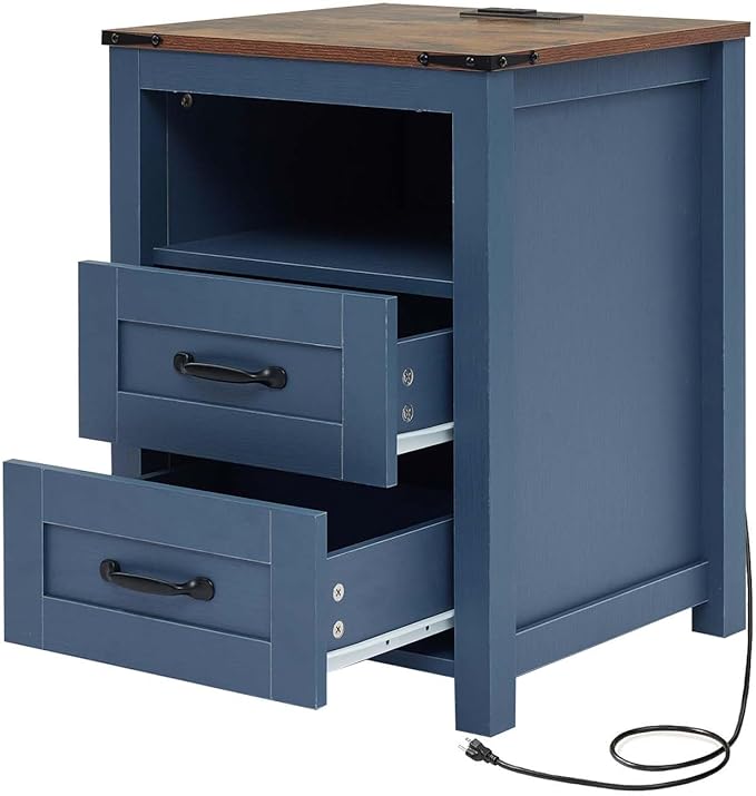 Puntogen Blue Night Stand, Rustic End Table - Image 8