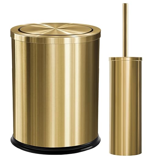 Maxdot 2 Pcs Gold Bathroom Trash Can by Maxdot