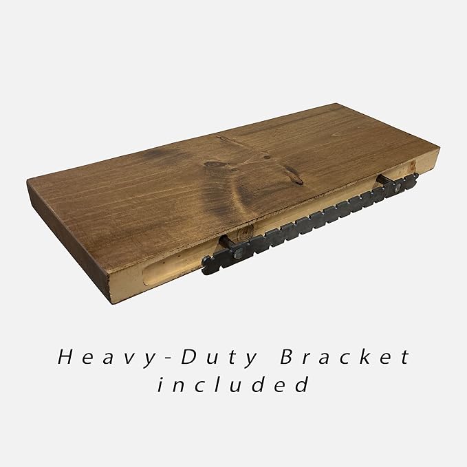 URBANDI, Rustic Floating Shelves, Hidden Bracket, Solid Wood, Heavy Duty - Image 9