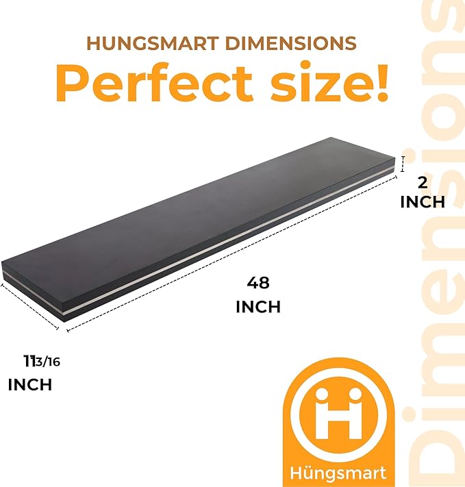 48 inch Floating Shelf x 11.8 Inch Deep, Wall Mounted Display Shelf - Image 2