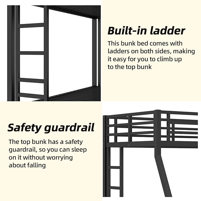 Twin Over Full Bunk Bed Frame, Heavy Duty Metal Loft Bed - Image 5
