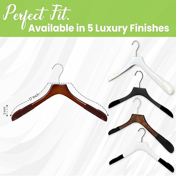 Premium Luxe Wooden Hangers for Women, Wide Shoulder Design for Dresses - Image 4