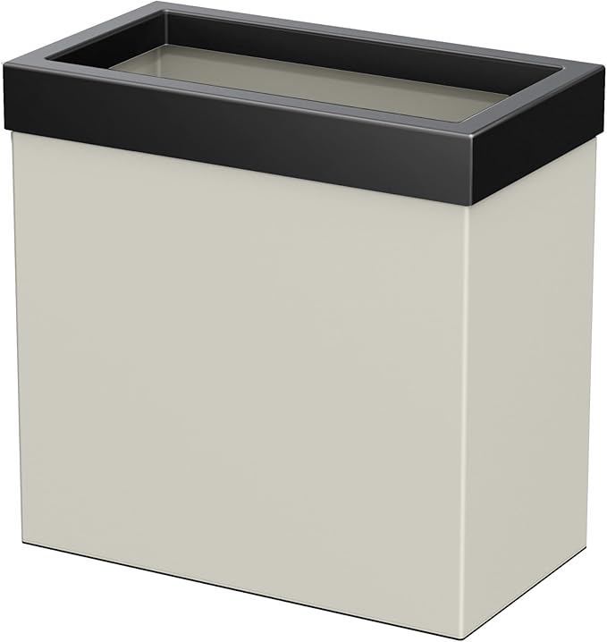Gatco Modern Rectangle Wastebasket, Matte Pearl and Matte Black Combo by Gatco