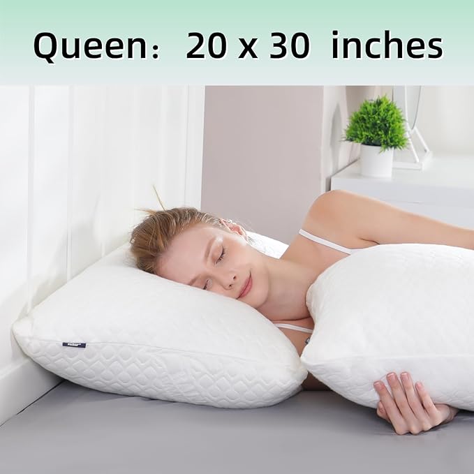 Queen Size Bed Pillow for Sleeping Shredded Memory Foam Adjustable Loft Pillows - Image 9