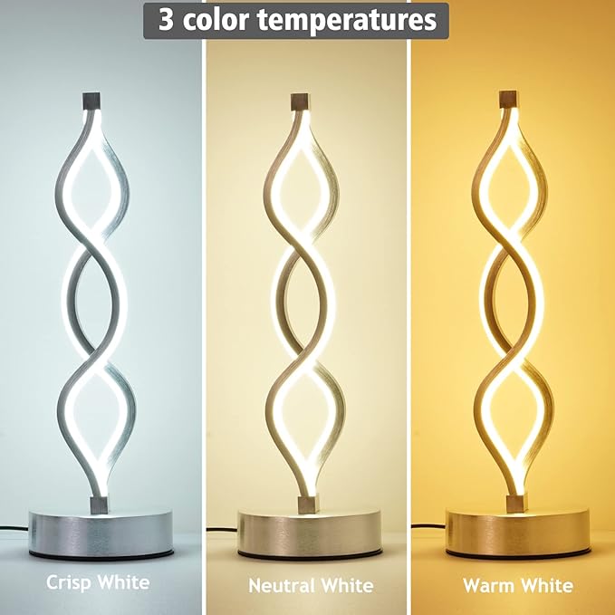 NUÜR Gold Lamps for Bedrooms Set of 2, Small Table Lamp, 3 Colour Temperature - Image 5