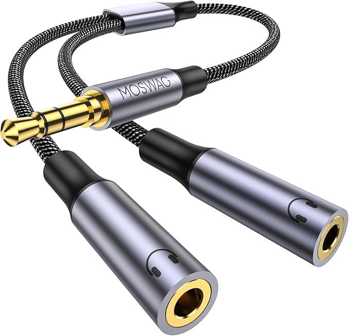 MOSWAG Headphone Splitter 3.5mm Stereo to Dual 3.5mm Female Headphone Jack by MOSWAG