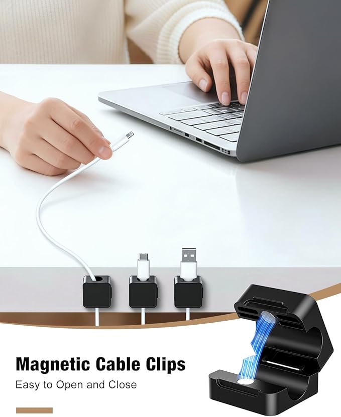 12 Pack Magnetic Cord Organizer Cable Clips, Compact Desk Cable Management Clips - Image 5