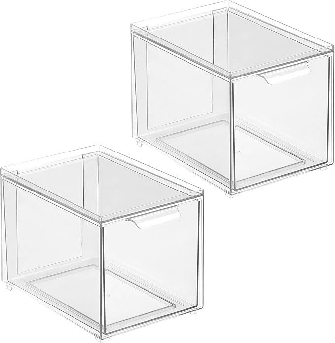 mDesign Plastic Closet Organizer Bin w/Pull Out Drawer - Image 9