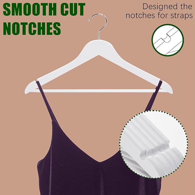 Amber Home 20 Pack Wooden Hangers - Image 3
