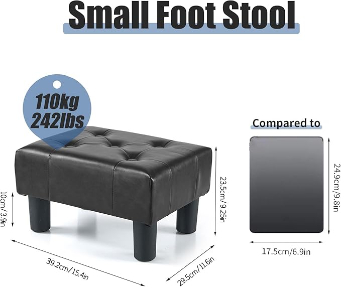 BRIAN & DANY Small Foot Stool, Leather Foot Stools - Image 3