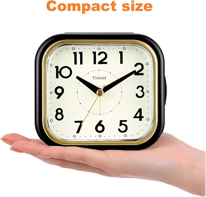 4.3" Retro Analog Alarm Clock • Silent Non Ticking • Gentle Wake • Beep Sounds - Image 3