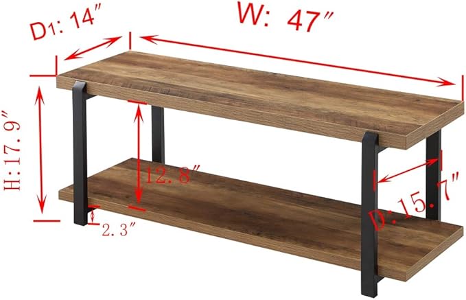 FOLUBAN Entryway Bench, Industrial Shoe Storage Bench - Image 2