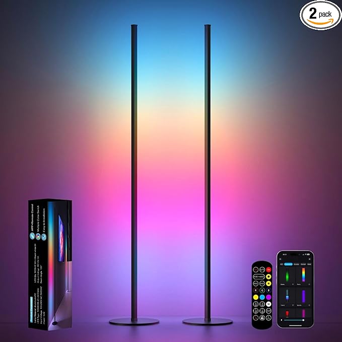 Corner Floor Lamp, RGB IC LED Corner Lamp, 16 Million DIY Color & Warm White by Eastfine