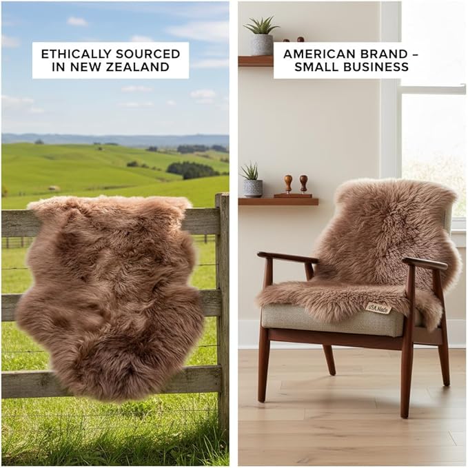 Super Area Rugs Buff Tan Sheepskin Rug Genuine Single 2x3ft Pelt Fluffy Fur - Image 7