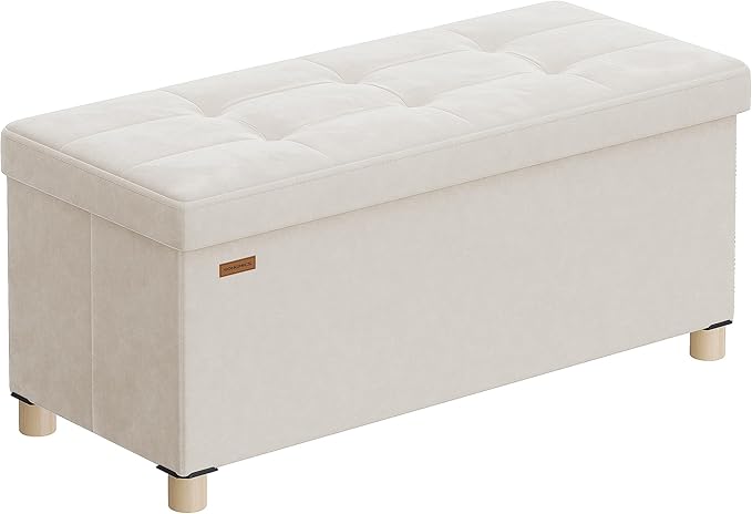 SONGMICS Storage Ottoman Bench, Folding Storage Chest, Foot Rest Stool by SONGMICSbySONGMICSHOME