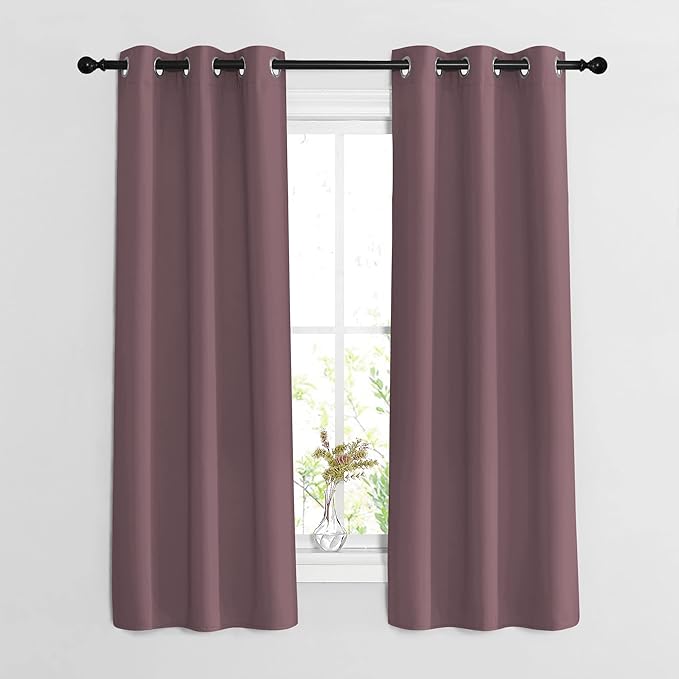 NICETOWN Dry Rose Bedroom Curtains 63 inch Length 2 Panels Set by NICETOWN