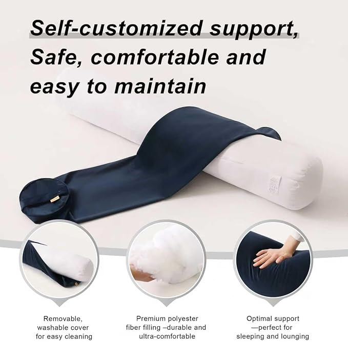 Long Round Body Pillow for Adults – Bolster Pillow for Bed, Cervical Roll Pillow - Image 4