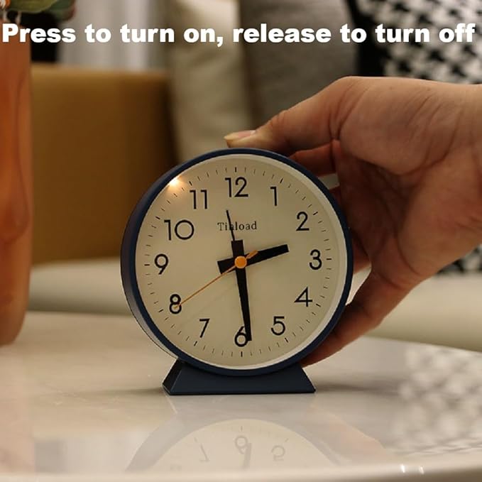 4.5" Battery Operated Antique Retro Analog Alarm Clock, Small Silent Bedside - Image 5