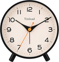 4.5" Antique Retro Analog Alarm Clock, Small Silent Bedside Desk Clock by Tinload