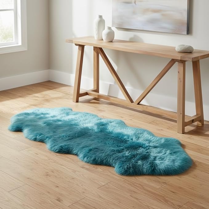 Premium Genuine Sheepskin Rug 2' x 6' Long Fur Soft & Natural Bedside Area Rug - Image 3