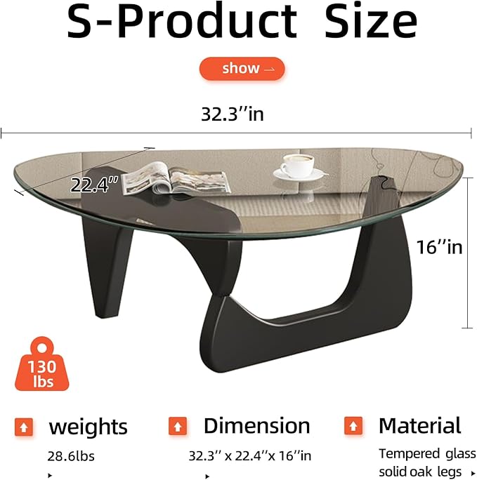 Modern Glass Coffee Table, Mid Century Small Coffee Table, Coffee Table - Image 2