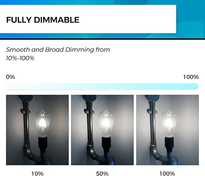 Hizashi Vintage LED Light Bulb Dimmable, 6W Equivalent 60W, E26 Base Led Edison - Image 2