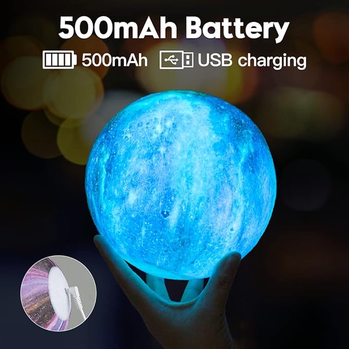 BRIGHTWORLD Moon Lamp Galaxy Lamp 5.9 inch 16 Colors LED 3D Moon Light - Image 2