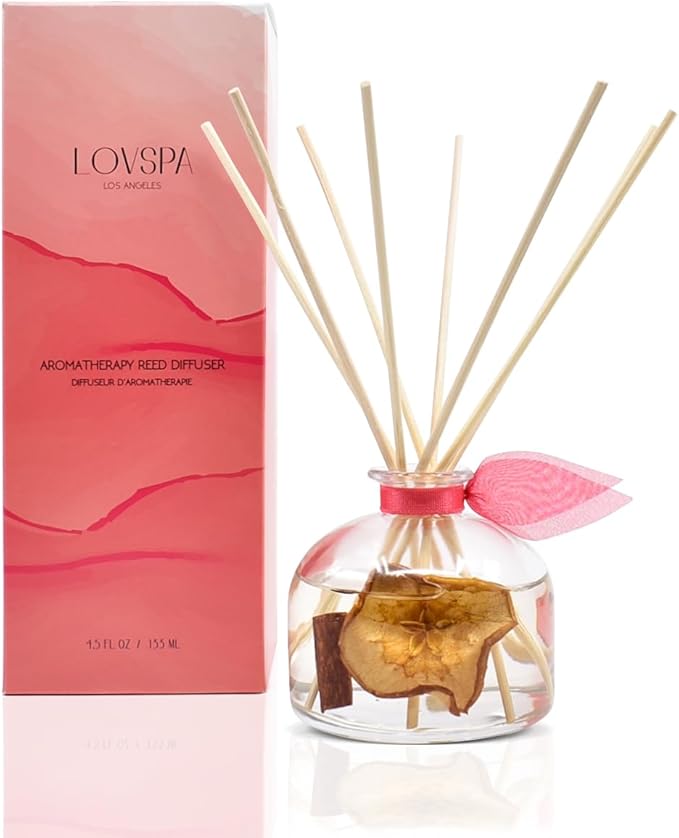 LOVSPA Reed Diffuser Set, Clarity Spicy Apple Cinnamon Scented Oil Diffuser by LOVSPA