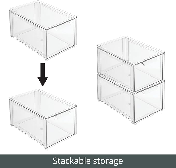 mDesign Plastic Stackable Closet Storage Organizer Bins - Image 6