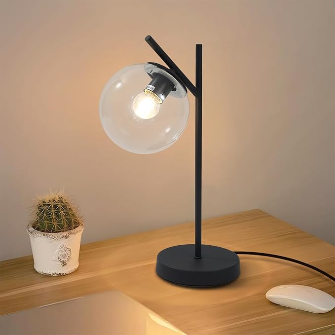 Mid Century Table Lamp Vintage Bedroom Desk Lamp Black Nightstand Lamp by Fulesi