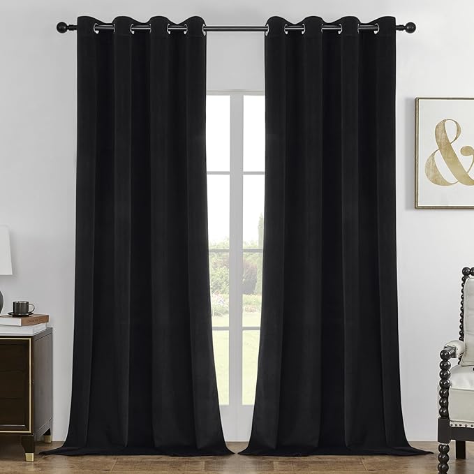 Joydeco Black 100% Blackout Curtains 108 Inch 2 Panels, Luxury Thermal by JOYDECO