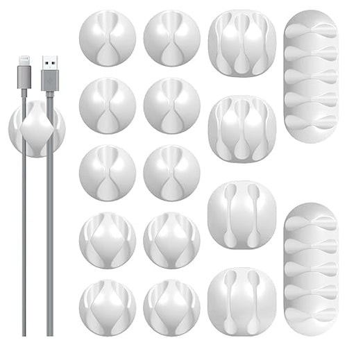16Pack White Desk Cable Management, Adjustable Cord Organizer Cable Clips by Unknown