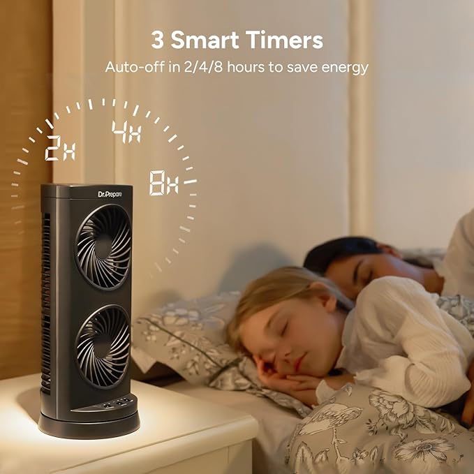 Dr. Prepare Tower Fan Oscillating Fan, Portable Desk Fan - Image 5