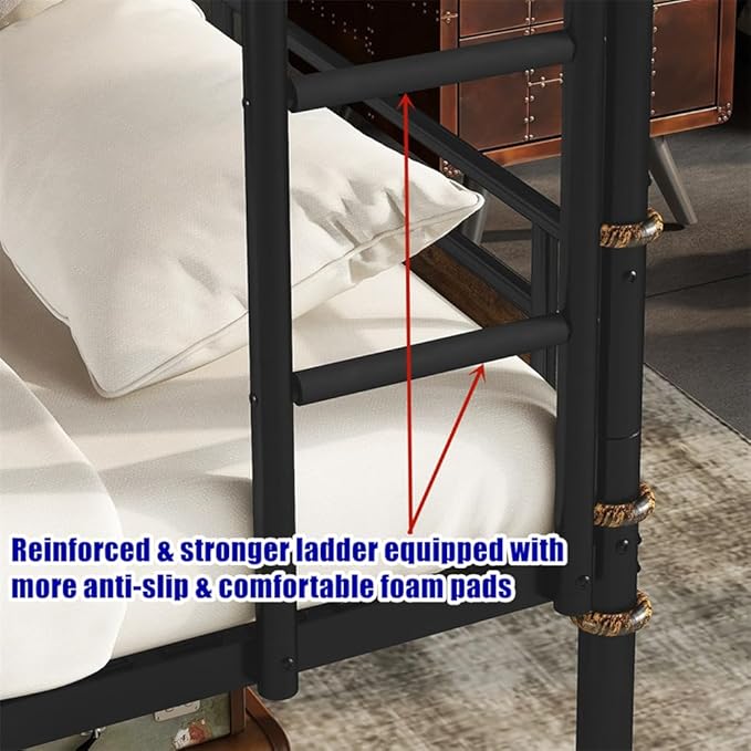 Higher Quality & Stronger Heavy Duty Metal Bunk Bed Frame Queen Over Queen Size - Image 8
