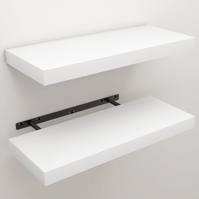 Floating Shelves for Wall, 9.3" Deep Wall Mounted Wood Shelves for Bathroom - Image 3